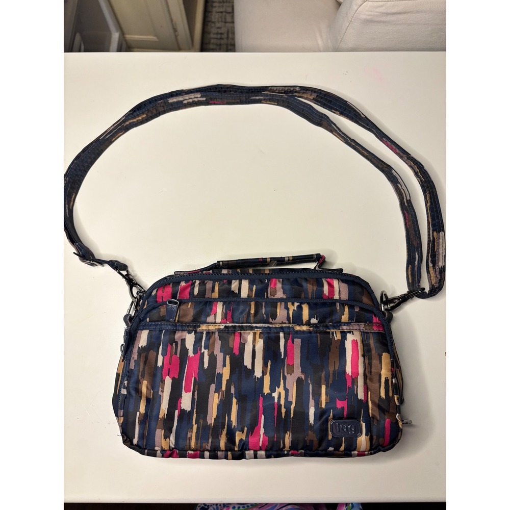 Lug Scoop Crossbody Bag Abstract Brushstroke Multi Color Travel Purse
